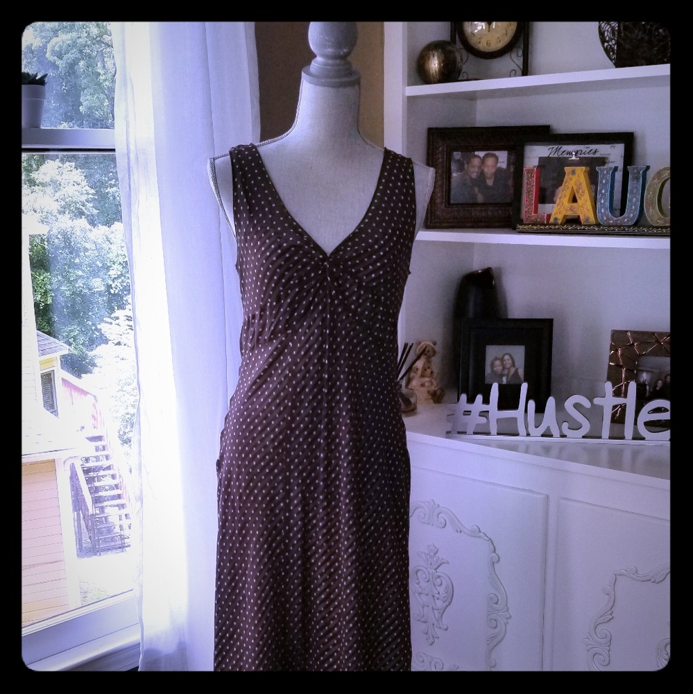 INC Brown poka dot sheer dress